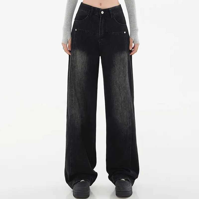 Lady RETRO Casual High Waist Jeans Women Baggy Comfortable Straight Leg Pants Korean Fashion Denim Trousers M260310