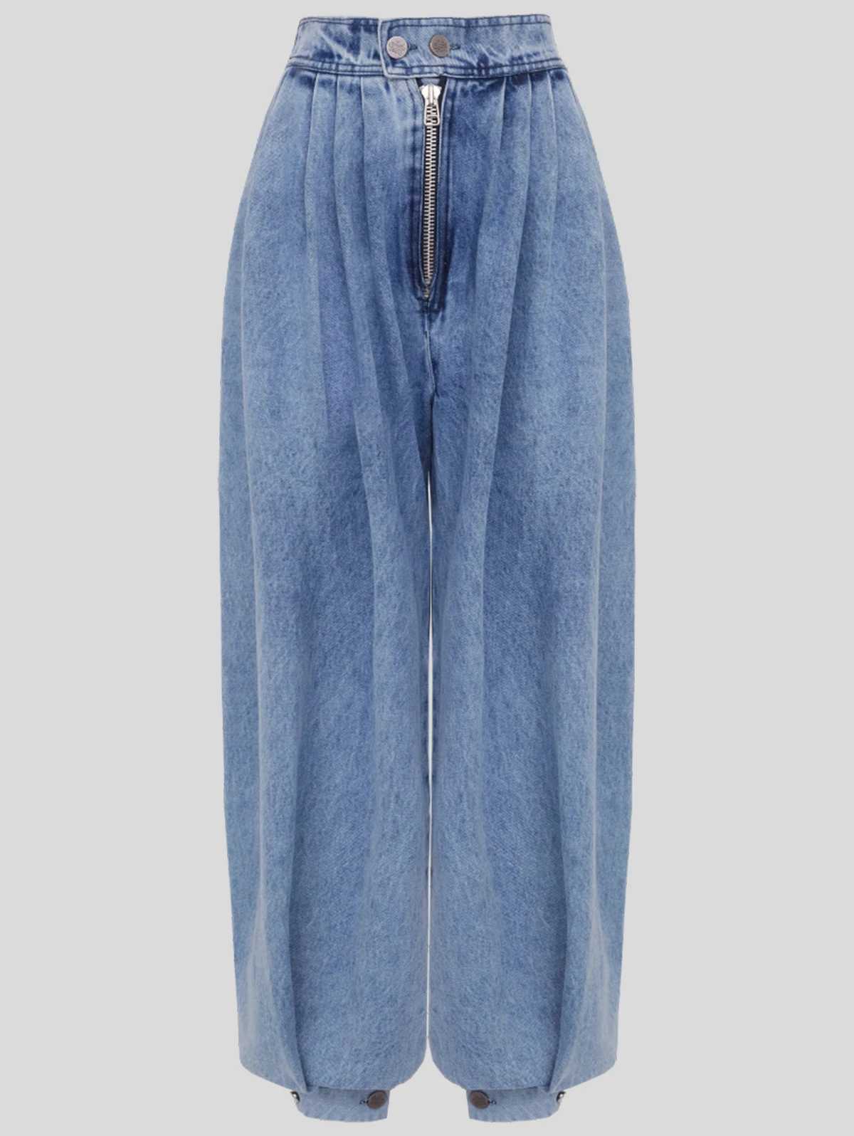 Women Cargo Jeans Casual High Rise Zipper Denim Bloomers Pants Loose Vintage Streetwear Ruched Basic Jeans Trousers 2025 M260310