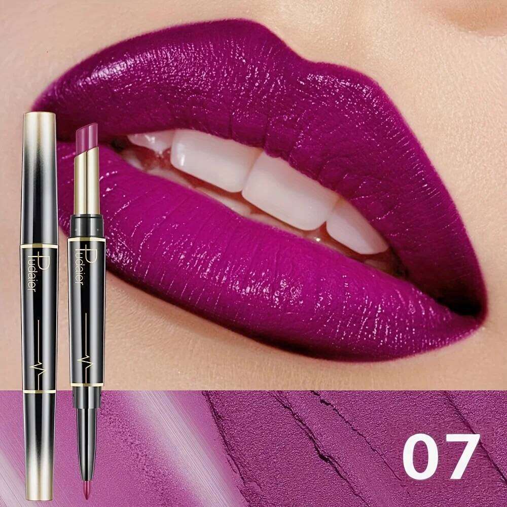 Double-headed lipstick - liner lip gloss, moisturizing formula, not easy to smudge, suitable for daily use and parties. Z260310