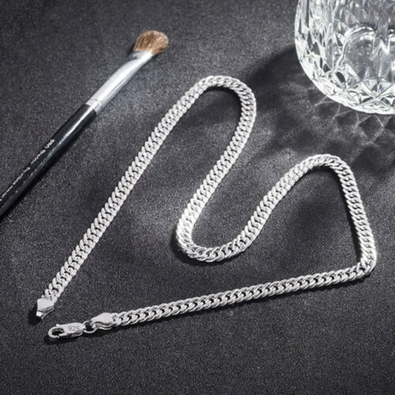 fine Width 6MM chain 925 Sterling Silver Necklaces for Women Men Charm fashion Jewelry wedding Party Holiday gift 45-60cm 260309 - view 5