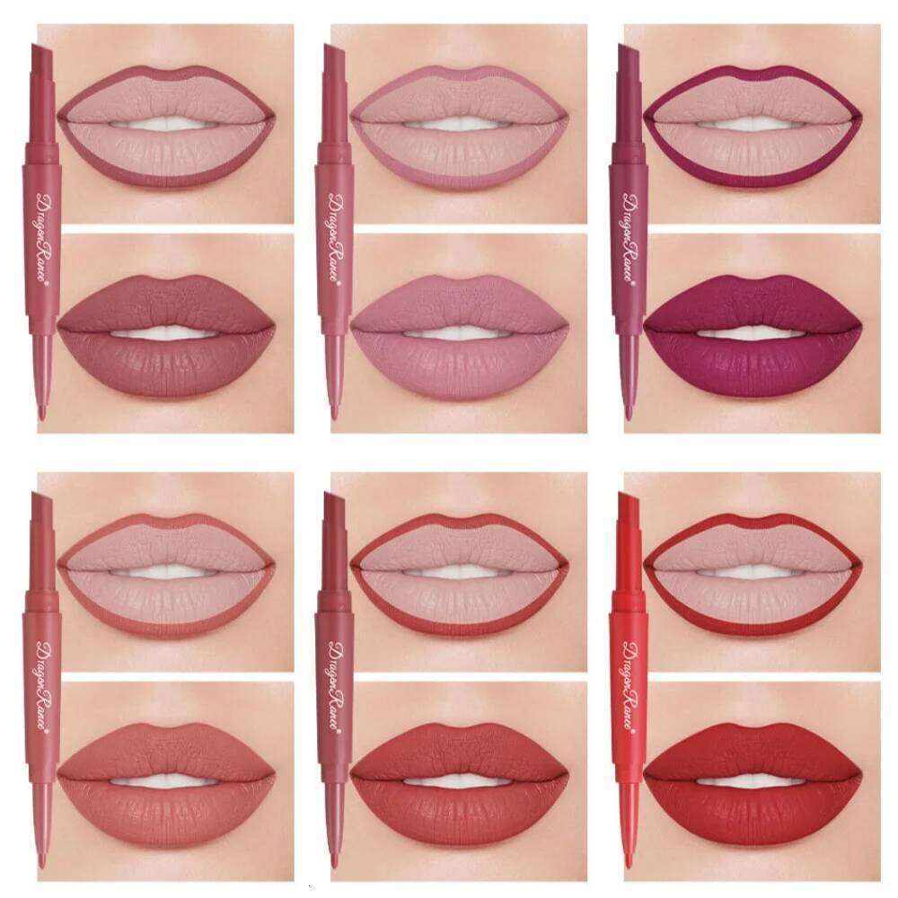 2 in 1 Double Ended Lipstick Liner Set Matte Velvet Long Lasting Waterproof Nude Red Lip for Women Makeup Cosmetics Z260310