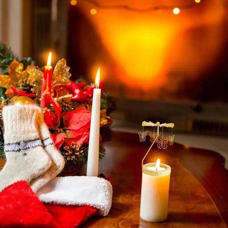 Gold Candlesticks Romantic Rotation Spinning Carrousel Tea Light Candle Holder Household Dinner Wedding Bar Party Ornaments H260310