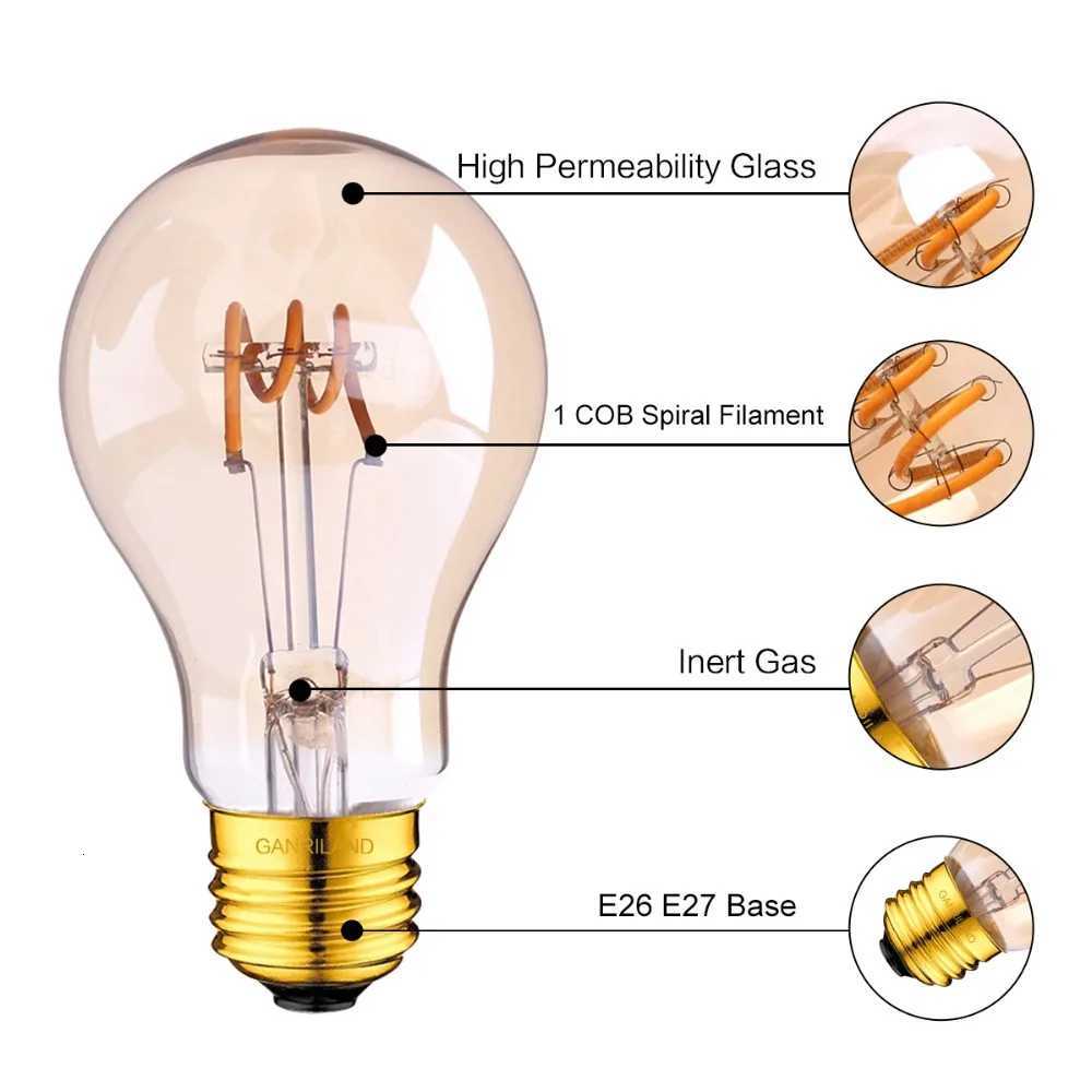 Edison Spiral Bulbs G40 T45 ST64 A19 G95 G80 E27 220V Dimmable LED Bulb Filament Light 3W 2200K Diamond Gold Lampada led H260310