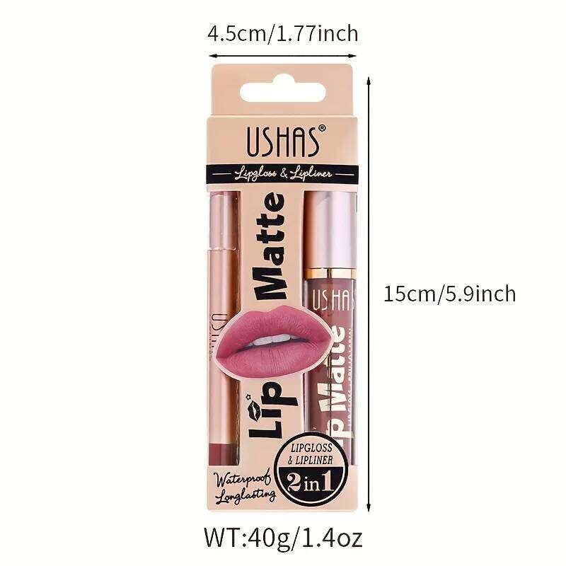 Matte Lipgloss&lip Liner Set 12 Colors Luquid Lipstick High Pigmented Long Lasting Waterproof Lips Makeup Z260310