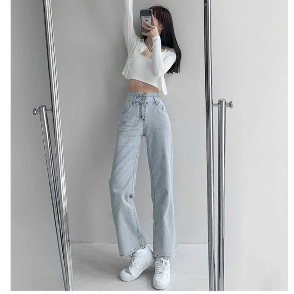 Casual Fashion Women Jeans Straight Leg Denim Bottom Y2K Harajuku Boyfriend Long High Waist Baggy Jean Fall Pants women Mujer M260310