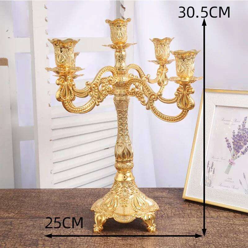 Metal Holders Luxurious Gold Silver Candlestick Party Tabletop Candle Stand Wedding Delicate Candelabra Home Decoration H260310