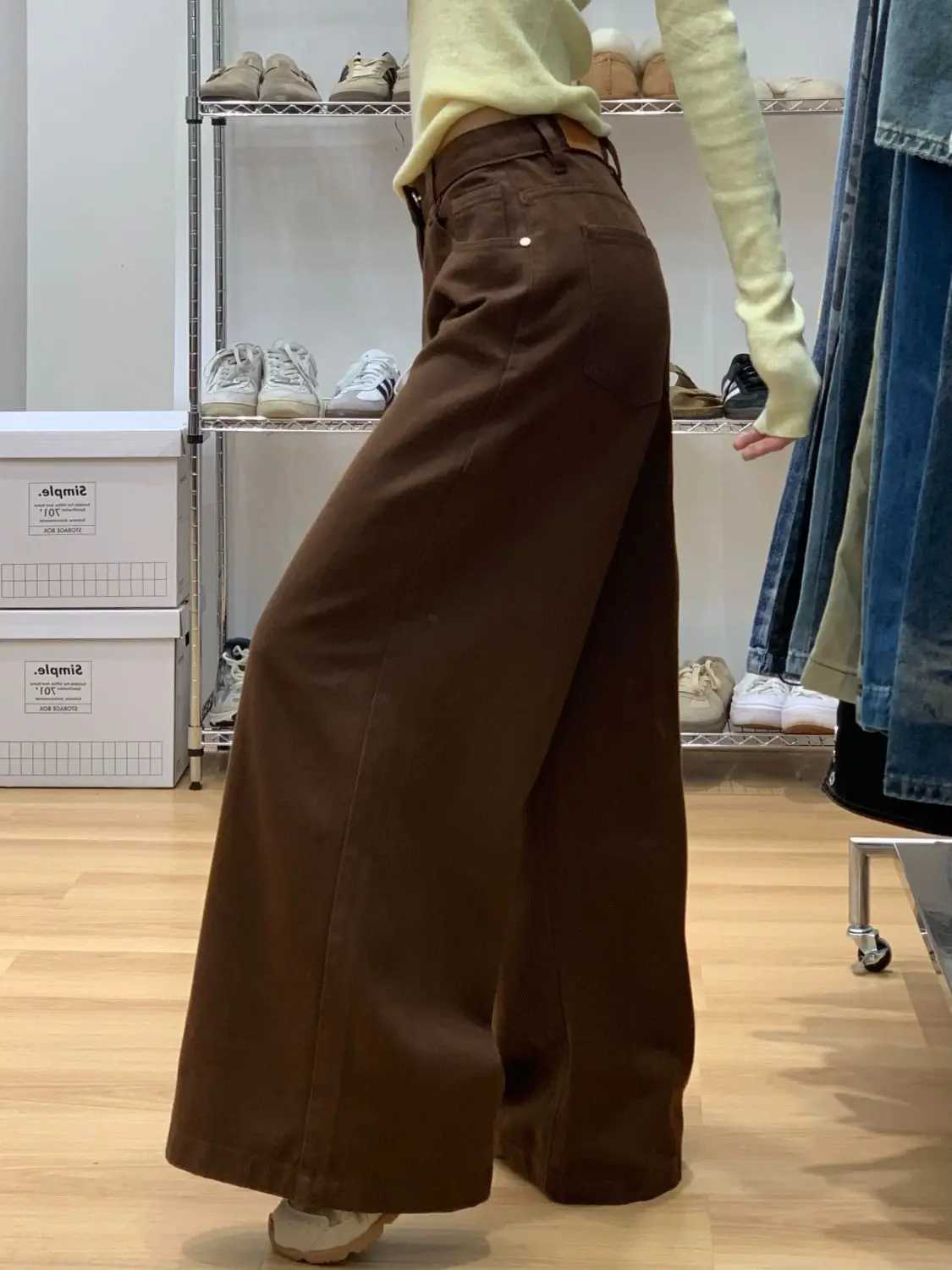 Stylish American Vintage High Waist Jeans Women Fashion New Comfortable Draping Straight Leg Floor Length Versatile Denim Pants M260310