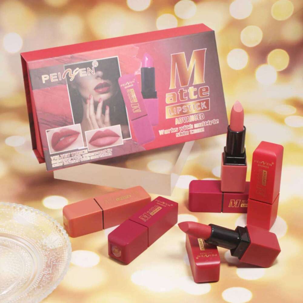 Matte Set 6 Colors, Multi-Finish, Long Lasting Moisturizing and Waterproof Non-Stick Cup Lipstick for Festival Gift Z260310