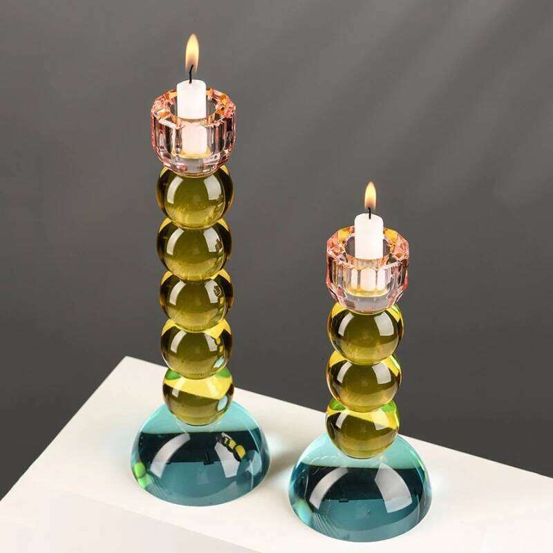 Crystal Holder Luxury Decorative Candlesticks Party Birthday Colored Candle Holders Living Room Decoration Accessories H260310