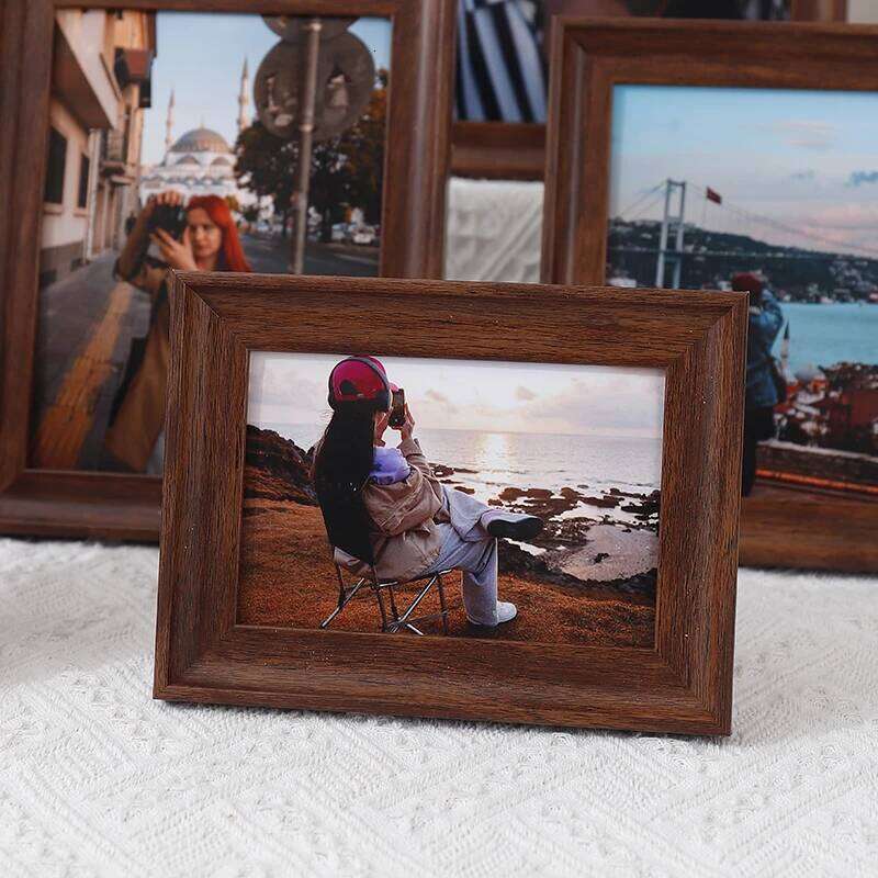 1pc deep walnut color plastic Nordic retro personality small table 4 "5" 6 "7" 8 10 "A4 photo frame H260310 - view 4