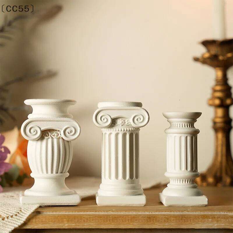CC55Roman Pillar Greek Column Statue Candle Holder Resin Figurine Desktop Decor Ornament Photography Prop Architectural Detail H260310