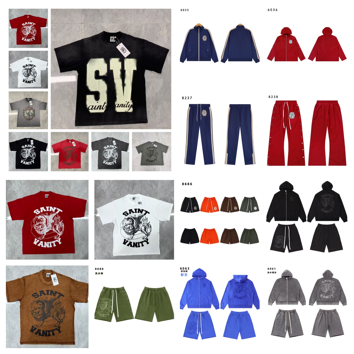 Mens Saint Vainty shirts Designer Saint Vanity shorts Streetwear Hip Hop Unisex Short Sleeve Summer High Quality Cotton shirts Vintage Print Letter fashion sets