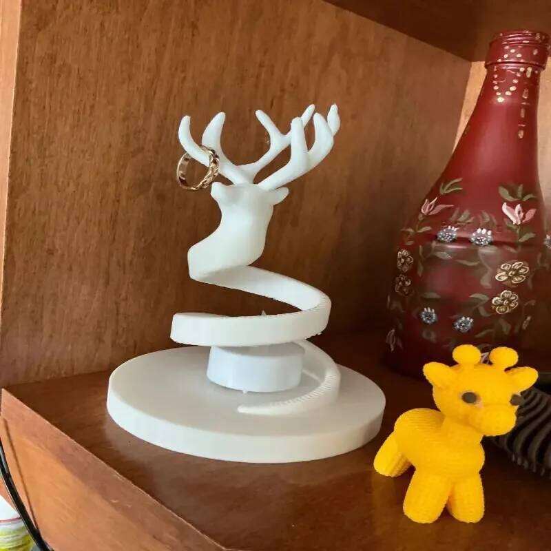 Charming Spiral Elegant Reindeer Decoration - Can Be Used as a Small Candlestick & Jewelry Organizer H260310