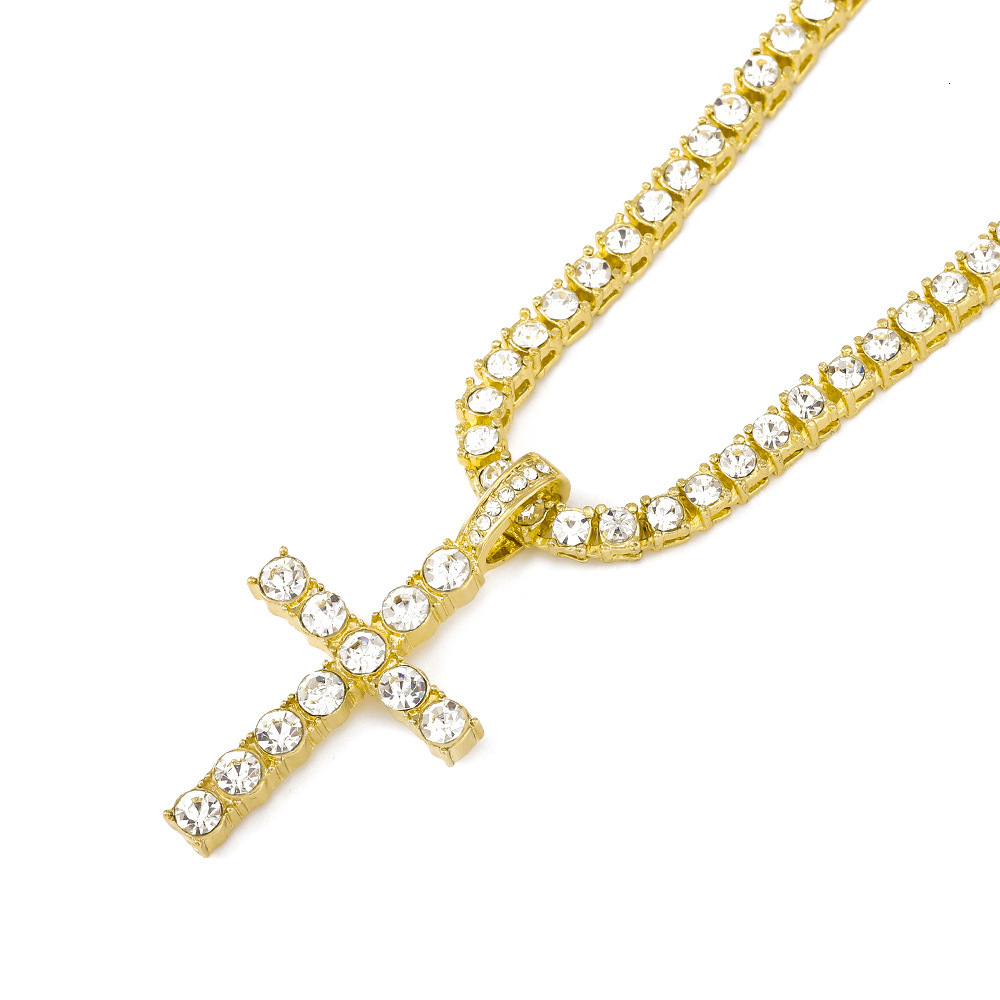 2026 New Designer Luxury Brand Hot Selling Hip Hop Cross Necklace Pendant With Full Diamond 4mm Tennis Chain Fashion Men's Personalized Jewelry