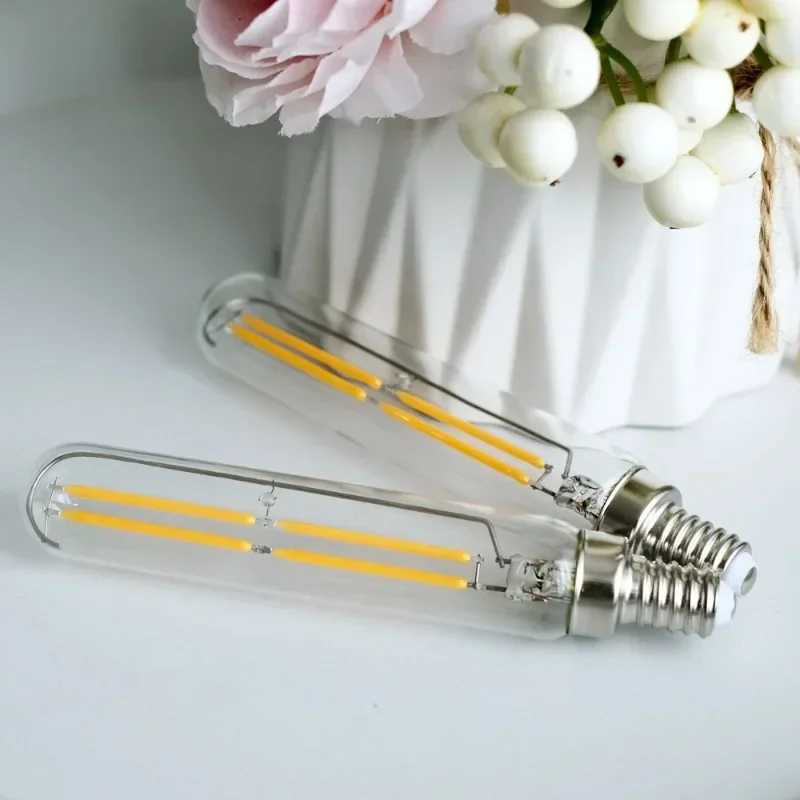 2PCS Tubular LED Bulbs T20 Vintage Long Filament Light Bulb E14 Dimmable Edison Retro Lamps For Chandelier Pendant Light H260310