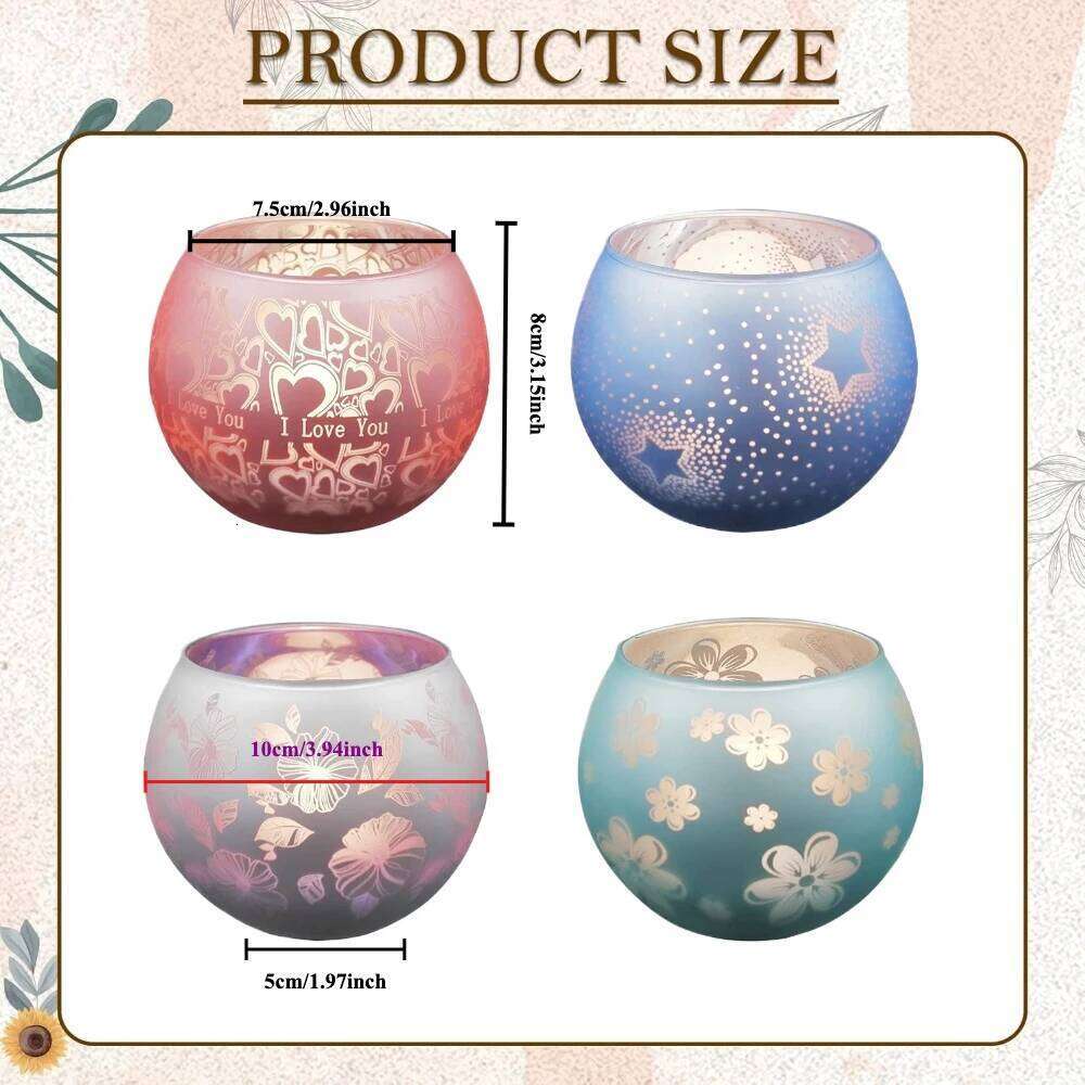 Colorful Starry Night Tea Light Holder Mercury Glass Votive Candle Cup Christmas Wedding Party Decoration H260310