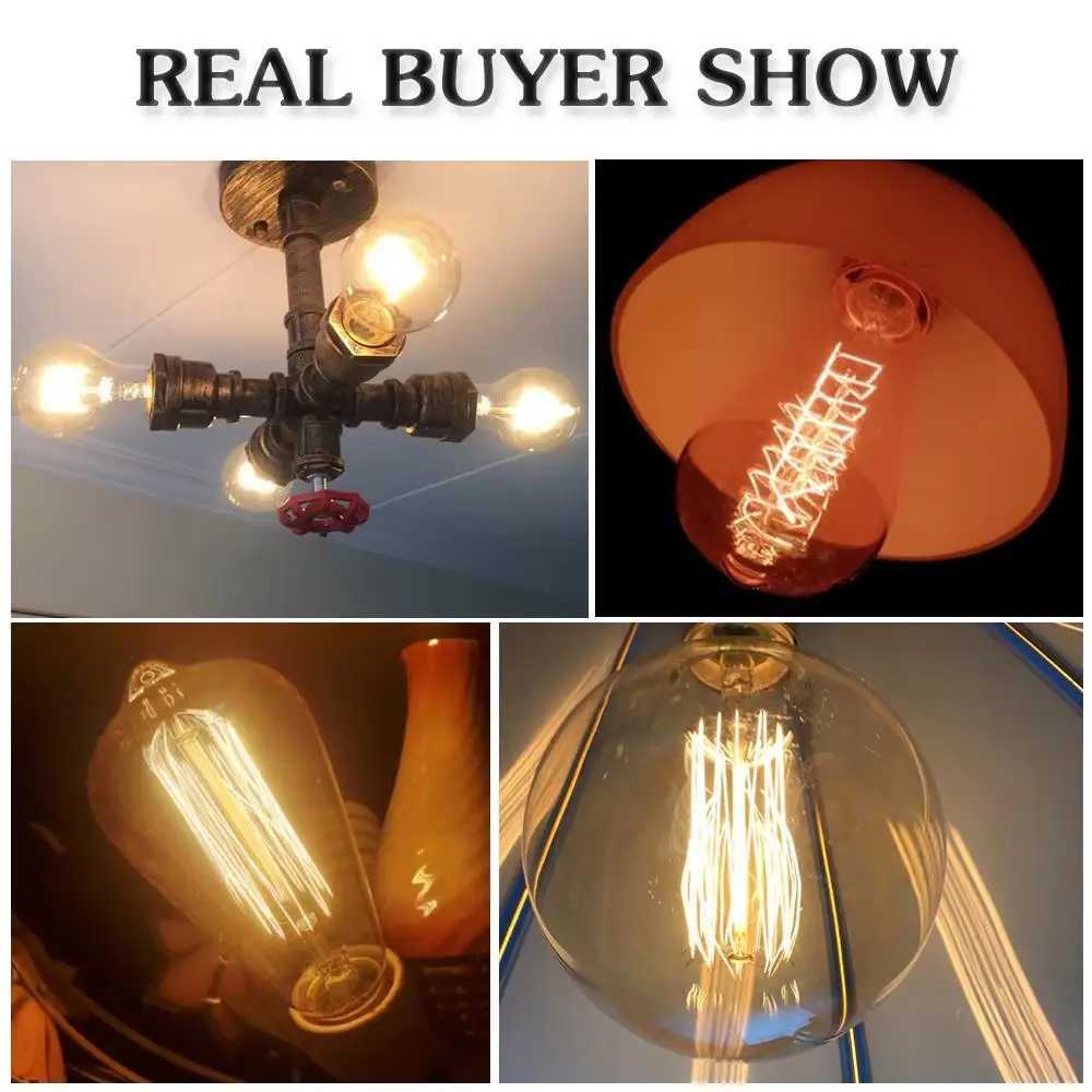 Retro Edison Light Bulb E27 40W 220V A60 ST64 G80 G95 T10 Edison Lamp Ampoule Vintage Filament Incandescent Bulb For Home Decor H260310