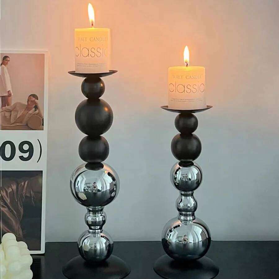 Metal Candle Holder Antique Wedding Bar Hotel Retro Atmosphere Candlestick Church Prayer Candlelight Desktop Home Decoration H260310