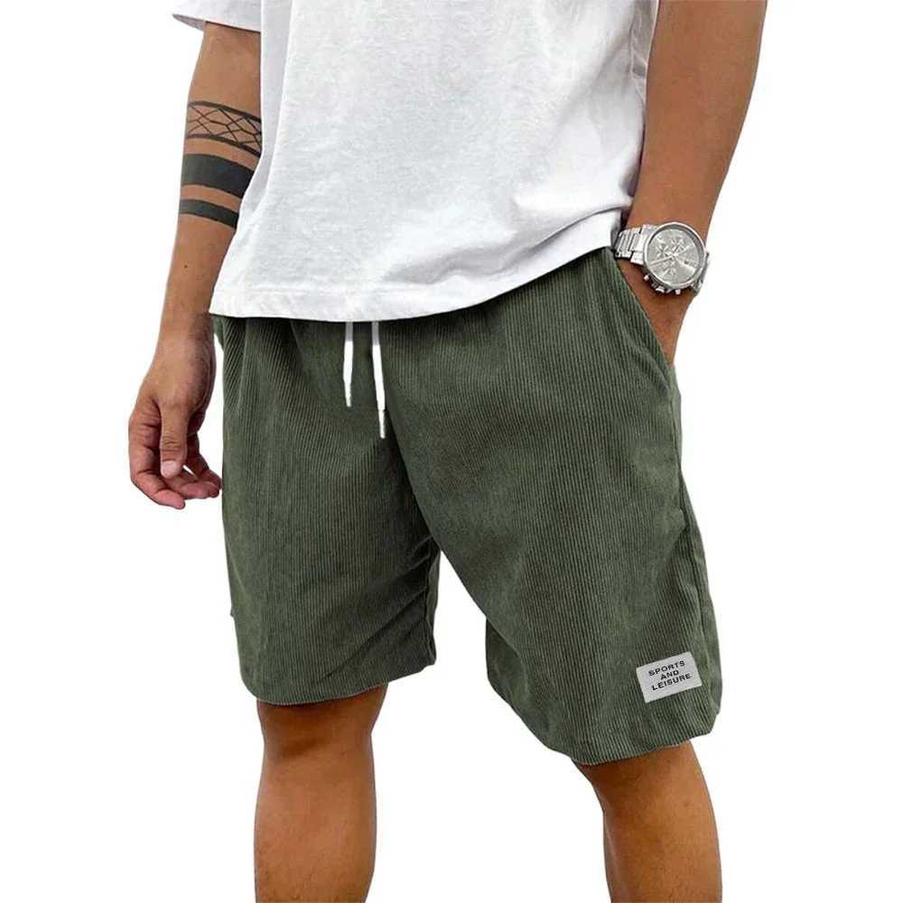 Summer Men Lightweight Corduroy Sweatpants Casual Shorts Mens Beach Shorts Basketball Short Solid Color Label Streetwear Men N260310