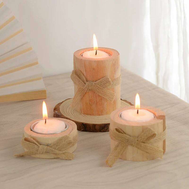 1Pcs Creative Wooden Candlestick Succulent Plants Pot Tray Candle Holder Table Desktop Decor Rustic Home Wedding Birthday Decors H260310