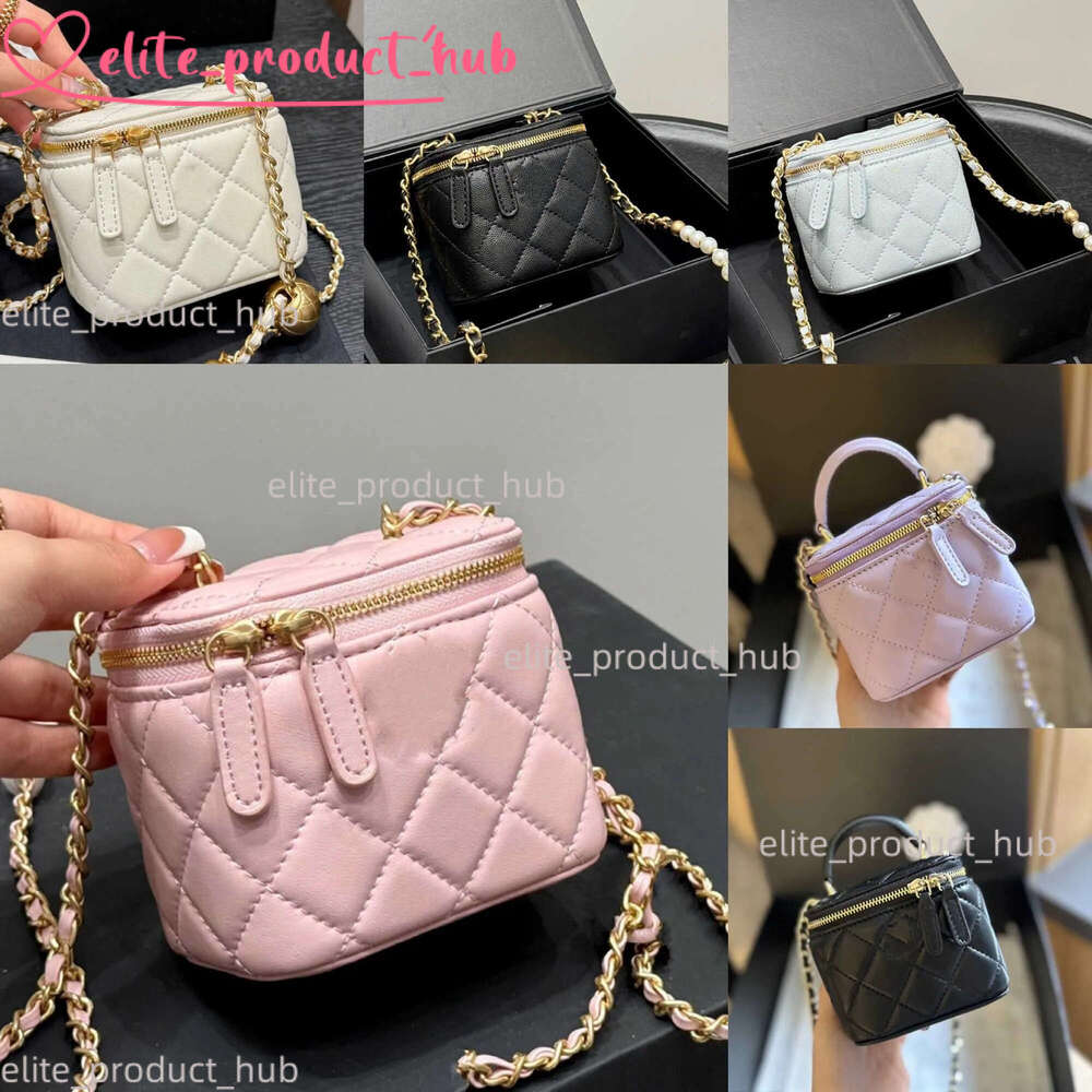 Cosmetic Bags Cases Luxury Makeup Vanity Bag Designer Mini Small Size Box With Chain Lipstick Pouch Shoulder Crossbody Bags Sheepskin Caviar 118Cm 23 Colour 530