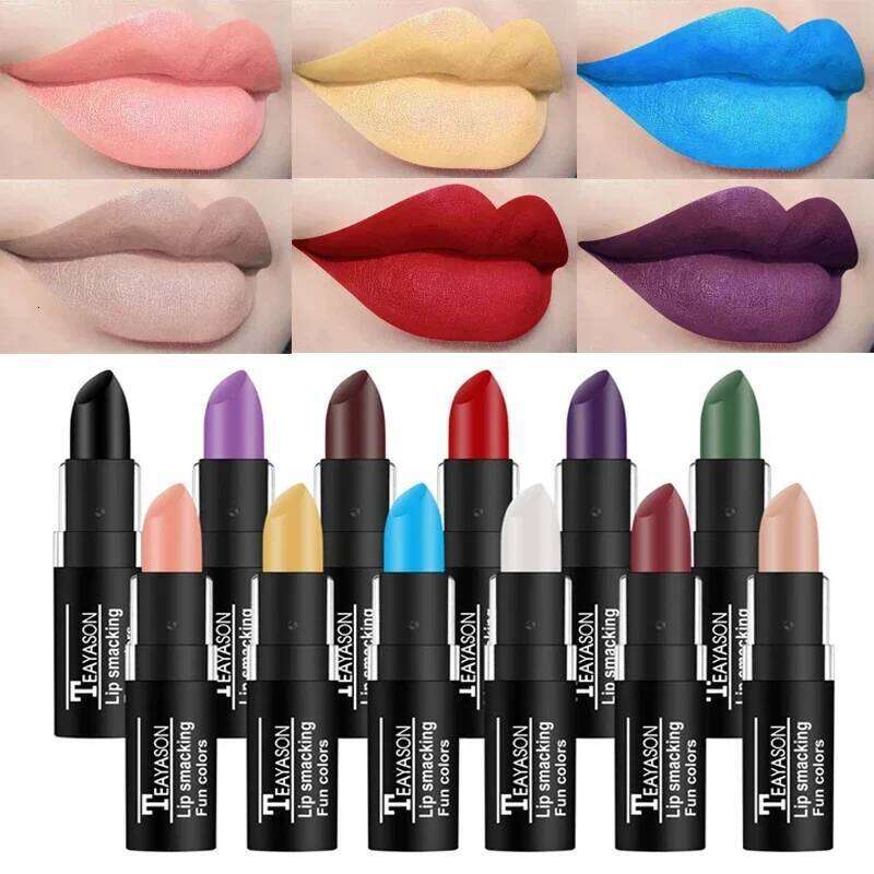 Waterproof Velvet Matte Lasting Black White Purple Pigment Lipstick Christmas Halloween Vampire Red Party Lip Cosmetics Z260310
