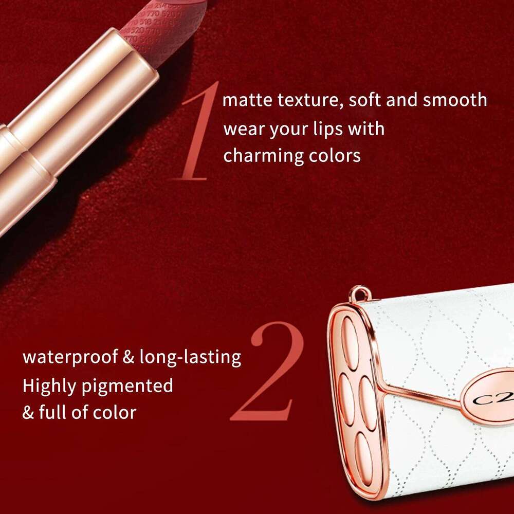 Luxury 4-Piece Lipstick Set, Waterproof & Long-Lasting 3.8g Each + Stylish Chain Bag Packaging for Christmas Gift Z260310