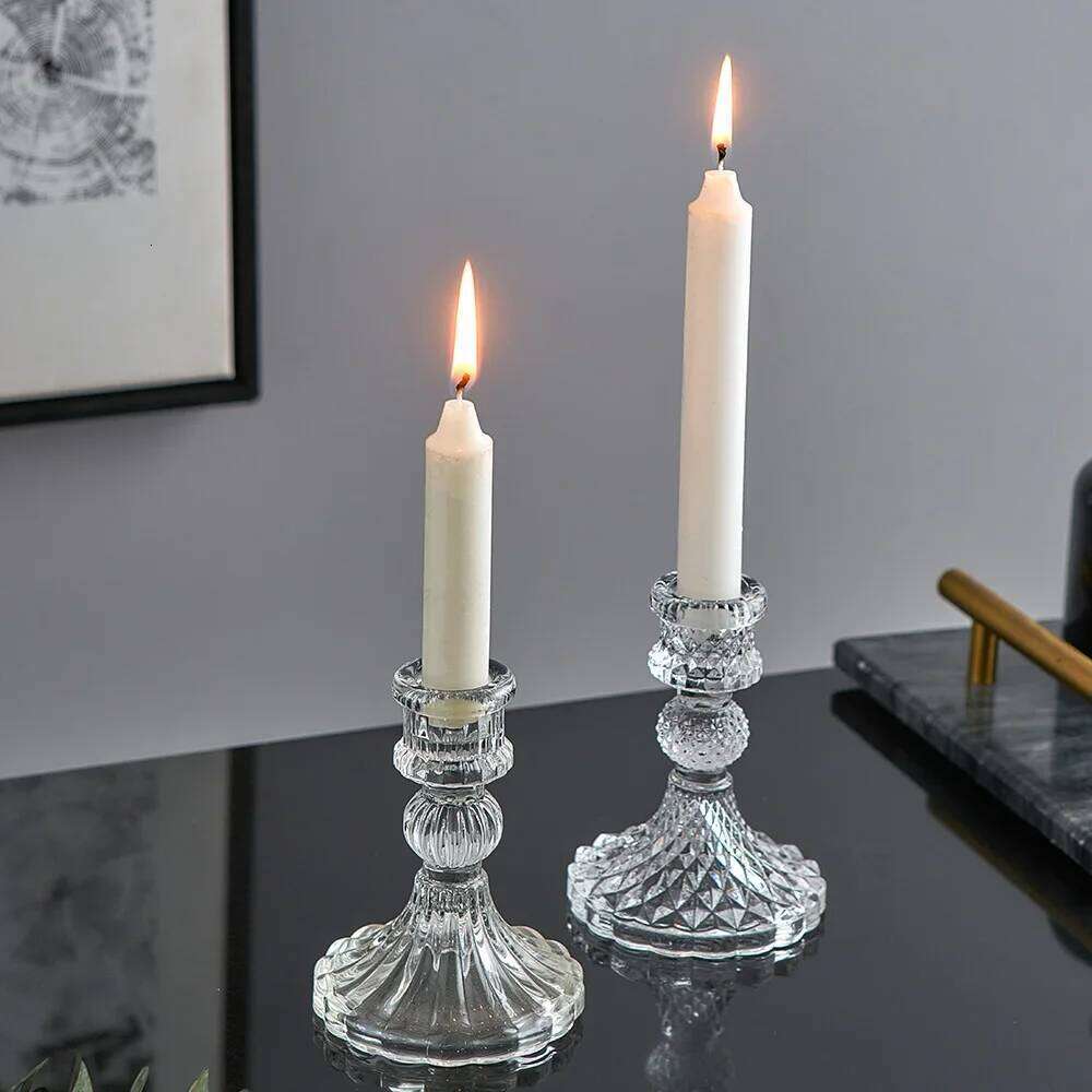 Novelty Glass Holder Nordic Decor Candlestick Romantic Candle Stand Desk Accessories Wedding Centerpieces Ornament Gifts H260310