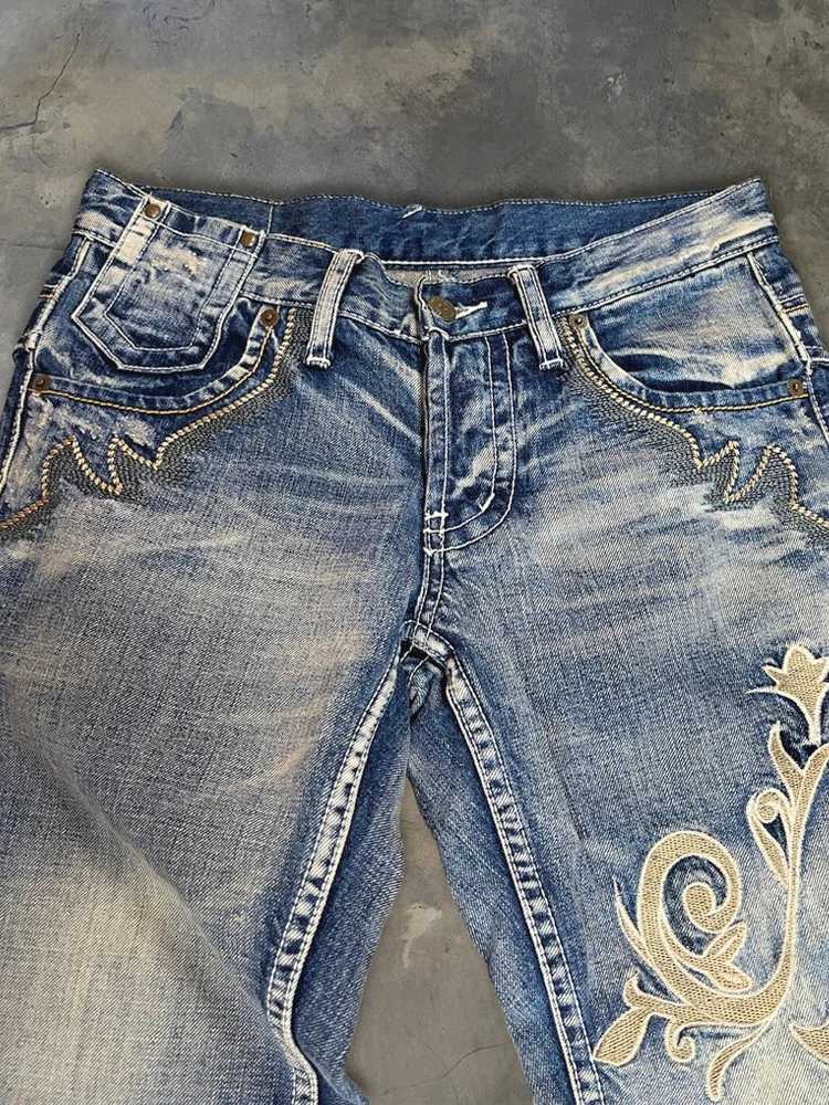 HOUZHOU Vintage Embroidery Patchwork Women Flared Jeans Y2k Harajuku Wide Leg American Style Denim Pants Baggy Punk Streetwear M260310