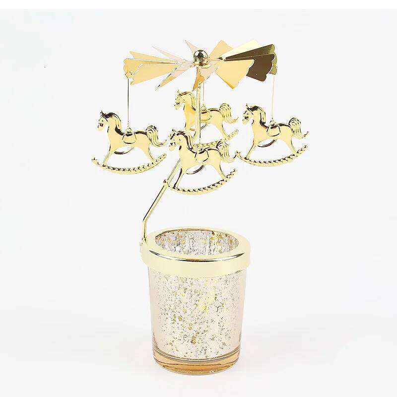 Love Wedding Candle Holders Snowflake Deer Fairy Rotating Candlestick Metal Tray Romantic Home Decoration Christmas Ornament H260310