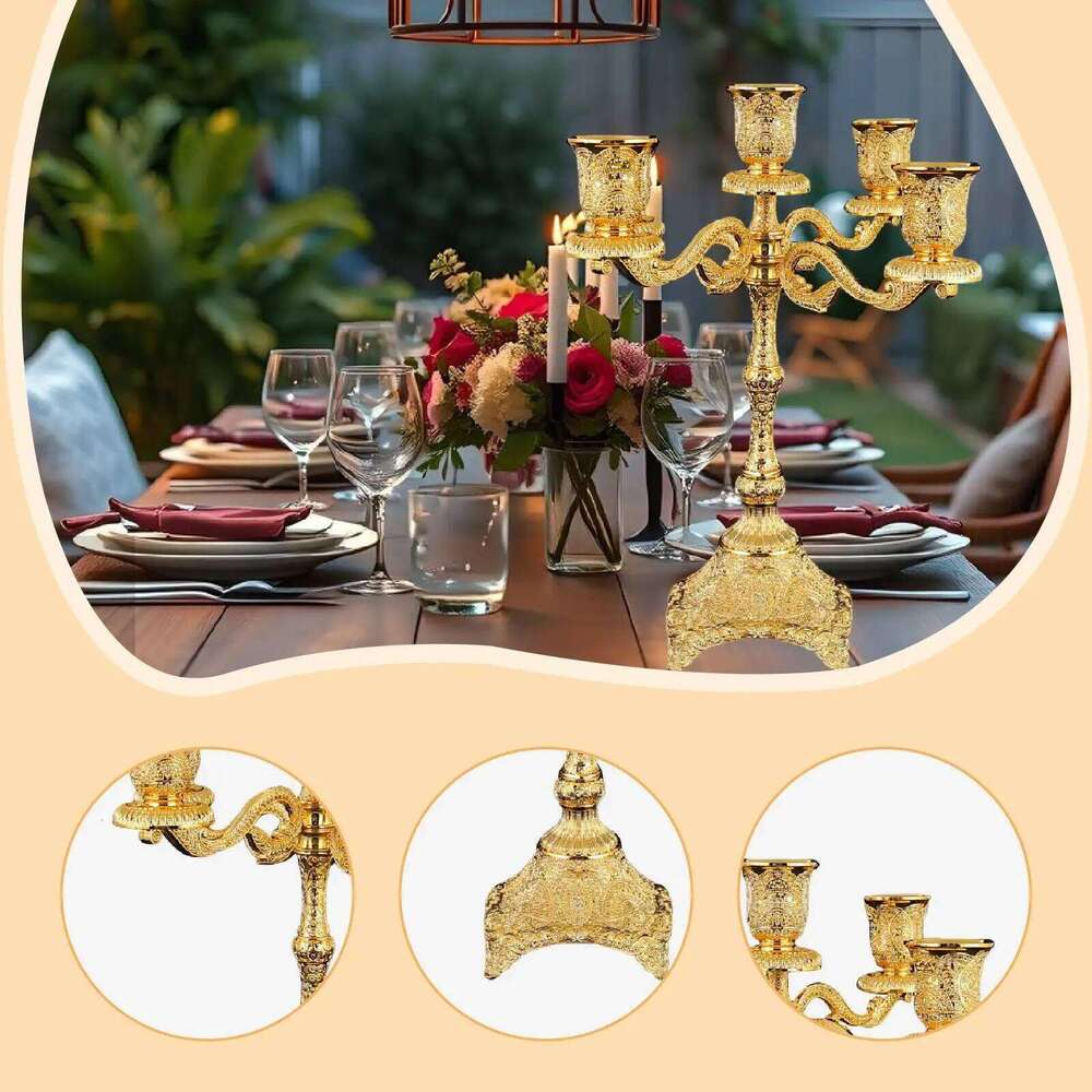 Luxury Decorative Candle Holder Five Arm Alloy Candlesticks Candelabrum Centerpiece for Home Decoration and Wedding Table H260310
