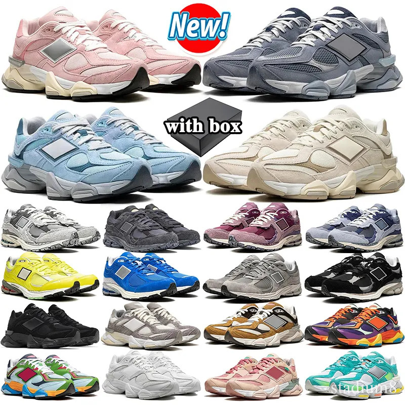 with box TOP 9060 running shoes Designer shoes 2002R mens womens sport shoes Leather Triple Black White Grey Blue Pink Green Trainers Outdoor Sneakers Size 36-46