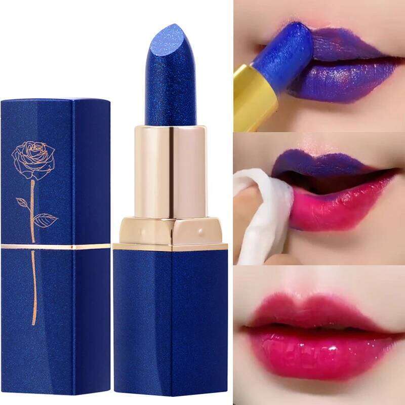 Blue Rose Makeup Temperature Color Changing Velvet Matte Moisturizing Waterproof Non-stick Cup Shiny Lipstick Z260310