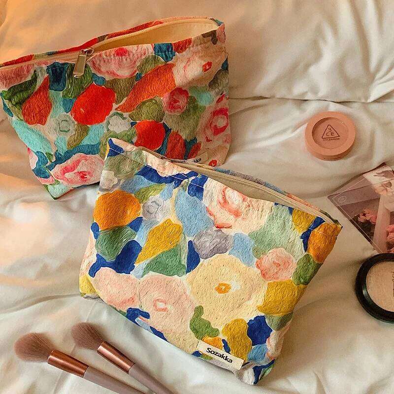 Women's Cosmetic bag Instagram Monet Garden Painting Style Makeup Travel Organizer Bag Neceser Make Up Bags XJ260310