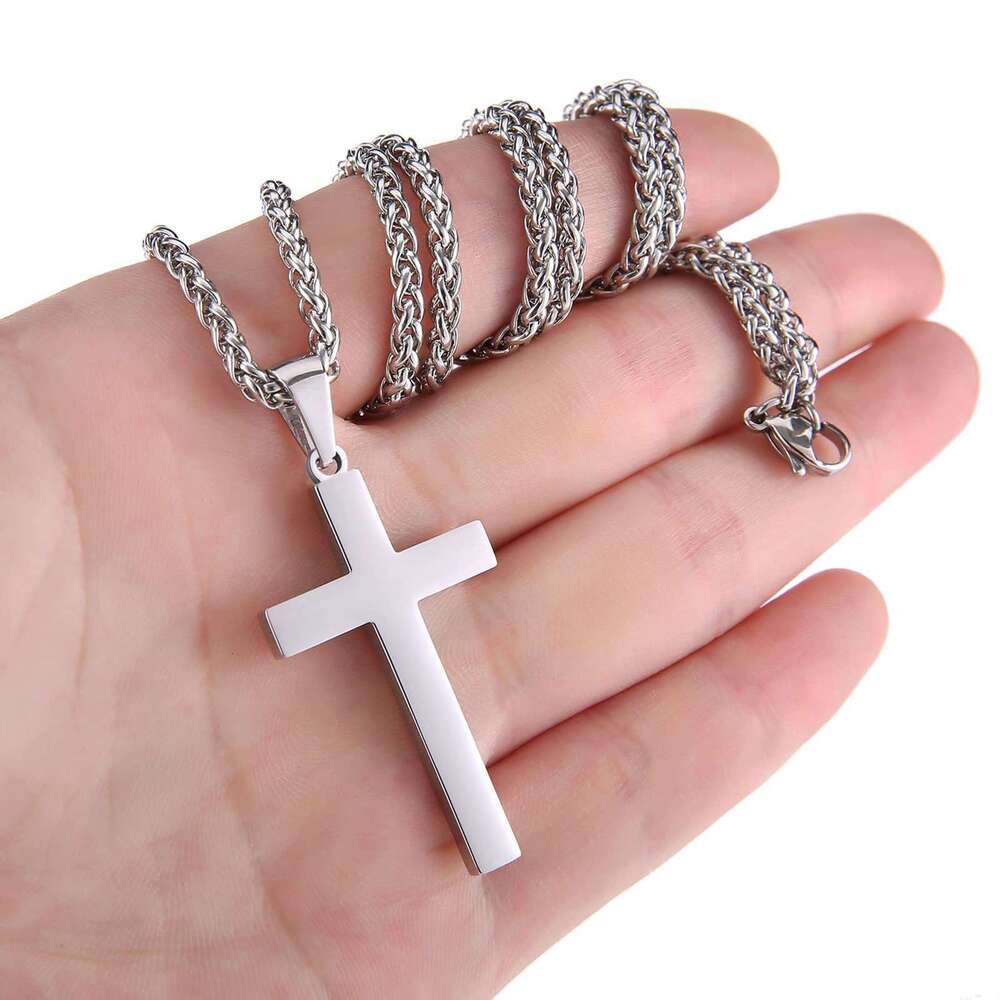 Men's Stainless Hip-hop Trendy Men's Necklace, Titanium Steel Sweater Chain Cross Necklace Accessory