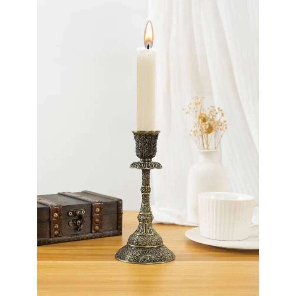 European peacock pattern zinc alloy candlelight dinner decoration single-head candlestick romantic retro dinin H260310