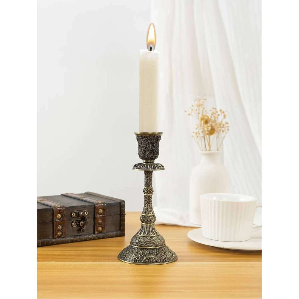 European peacock pattern zinc alloy candlelight dinner decoration single-head candlestick romantic retro dinin H260310