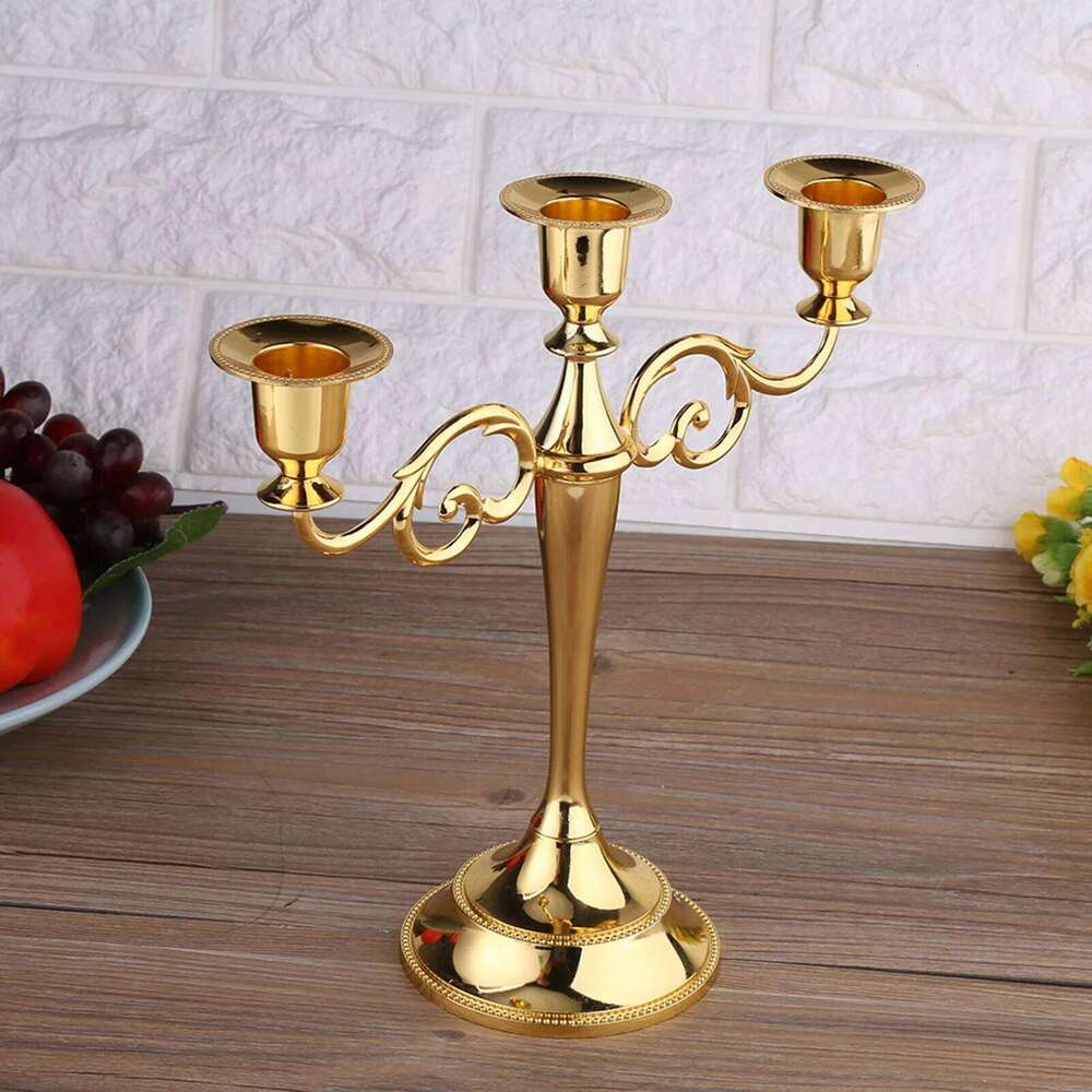 3 Arms Holder European Style Vintage Metal Candelabra Candle Stands Candlestick for Home Party Wedding Decoration H260310