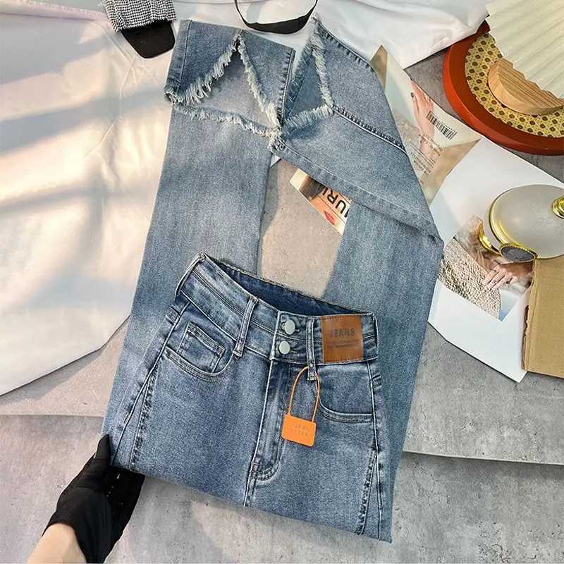Women Autumn Y2K Slim Flared Denim Trouser Raw Edge Vintage Sexy Minimalist Pant Grunge High Waist Solid High Street Retro Jeans M260310
