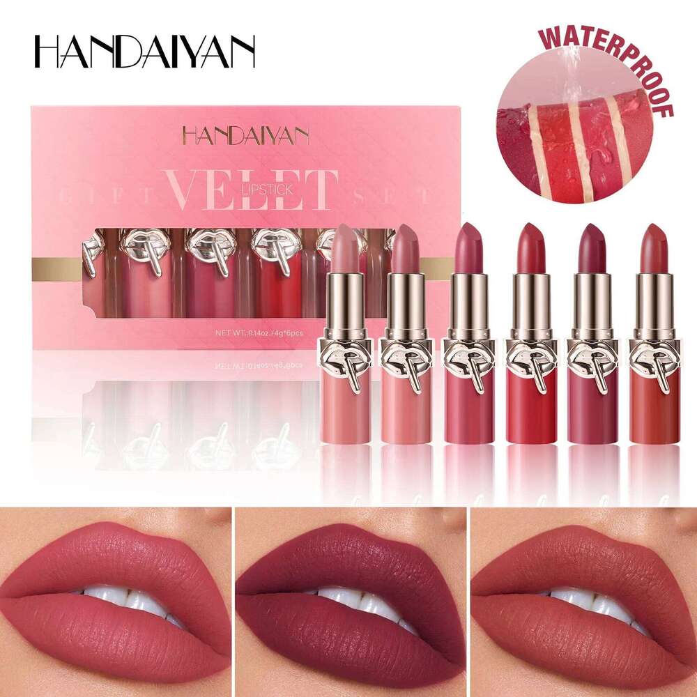 Velvet Lipstick Set Waterproof High Pigment Matte Moisturizing Non Fade Long Lasting Nude Red Lip Gloss Sexy Beauty Cosmetic Z260310