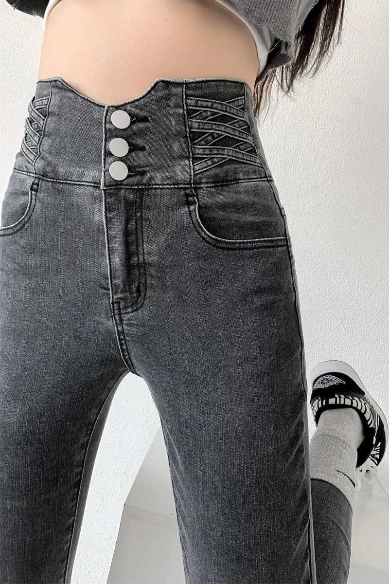Skinny Pencil Y2K Jeans Four Buttons Vintage High Waist Women Slim Stretch Denim Pants Tight Trousers 2025 Womens Denim Pants M260310