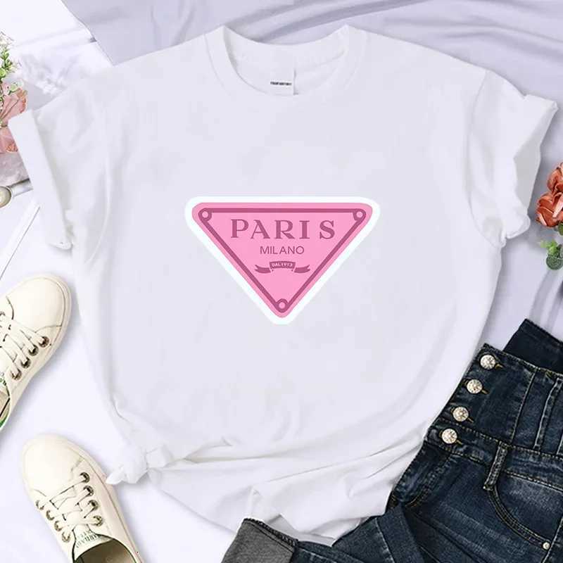 Luxury Brand Paris For Womens High-Quality Summer Printing T-shirt 100 Cotton Casual Oversized Y2k Personality Sleeve O-neckT260310