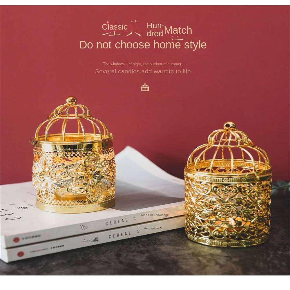 Candlestick Electroplated High Quality Household Home Hollow Metal Crafts European-style Portable Table Decoration H260310