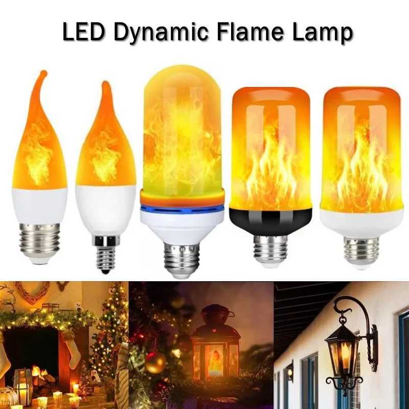 LED E27 Flame Bulb Fire E14 lamp Corn Bulb 4 Modes Party LED Light Dynamic Flame Effect 85v-265v for Home Lighting H260310