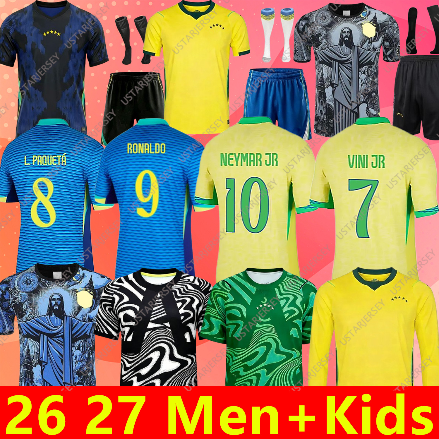 26 27 BRAZILS soccer jerseys L.PAQUETA NEYMAR JR VINI JR. 2026 2027 P.COUTINHO RICHARLISON football shirt G.JESUS T.SILVA BRUNO G. PELE RODRYGO men kid world cup 2026 jersey