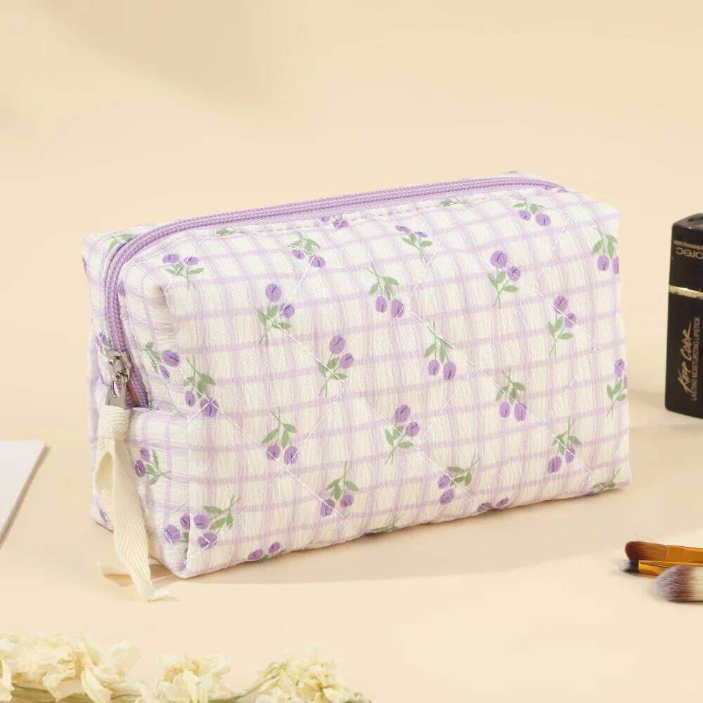 Floral Quilted Lipstick Storage Makeup Women's Cosmetic Bag Travel Skincare Pouch Toiletry for Beauty Organizer XJ260310