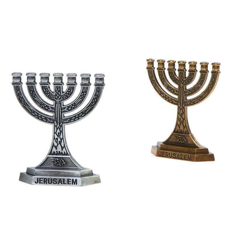 1pc Jerusalem 7 Branch Judaica Small Candlestick Menorah Home Decor Jewish Candle Holder Religious Holy Grail Ornament H260310