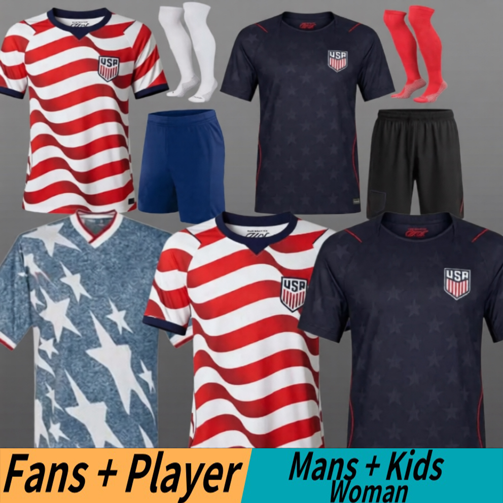 2026 PULISIC MCKENNIE Soccer Jerseys LALAS ERTZ ALTIDORE PRESS WOOD MORGAN LLOYD 2025 2026 America Football Shirt United States Camisetas USA USMNT PLAYER Kits