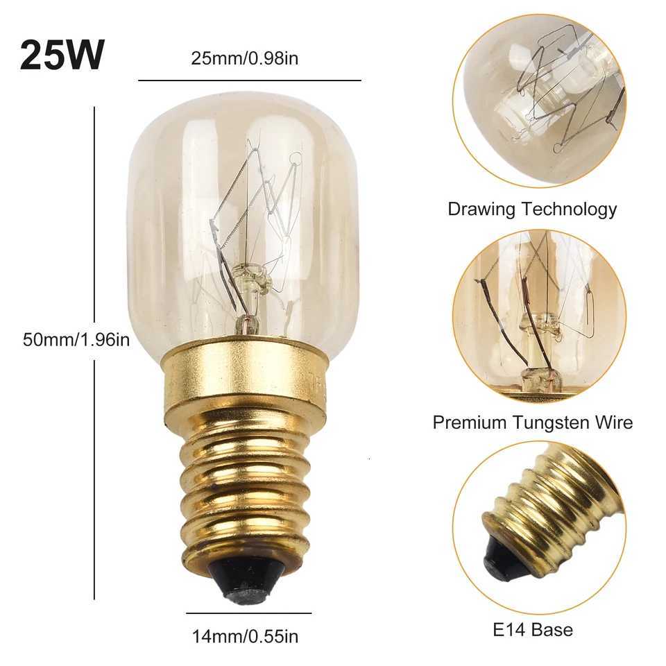 4PCS E14 Salt Lamp Globe Bulb 25W Light Bulbs 240V Refrigerator Oven Replacement Vintage Incandescent Bulbs H2603101