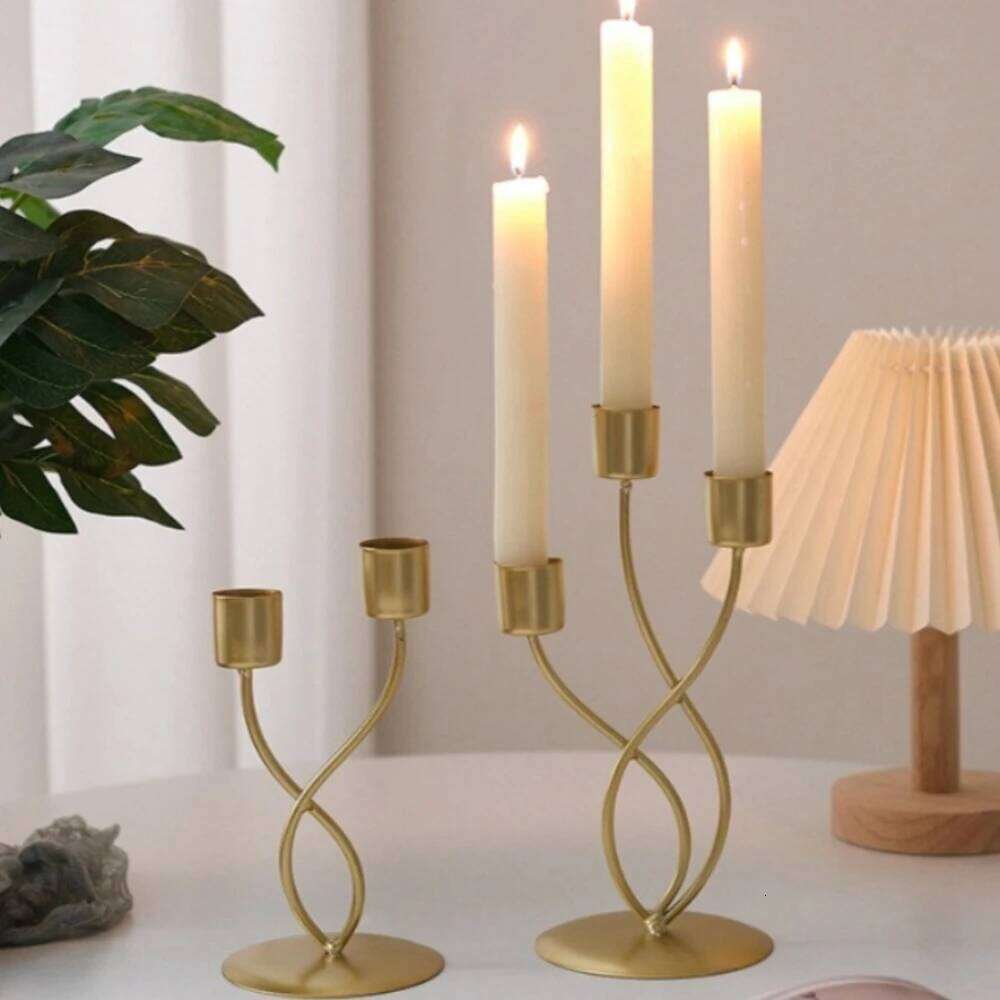 European Style Iron Candle Holder Romantic Dinner Table Decor Home Living Room Ornament for Candlelight Decoration H260310